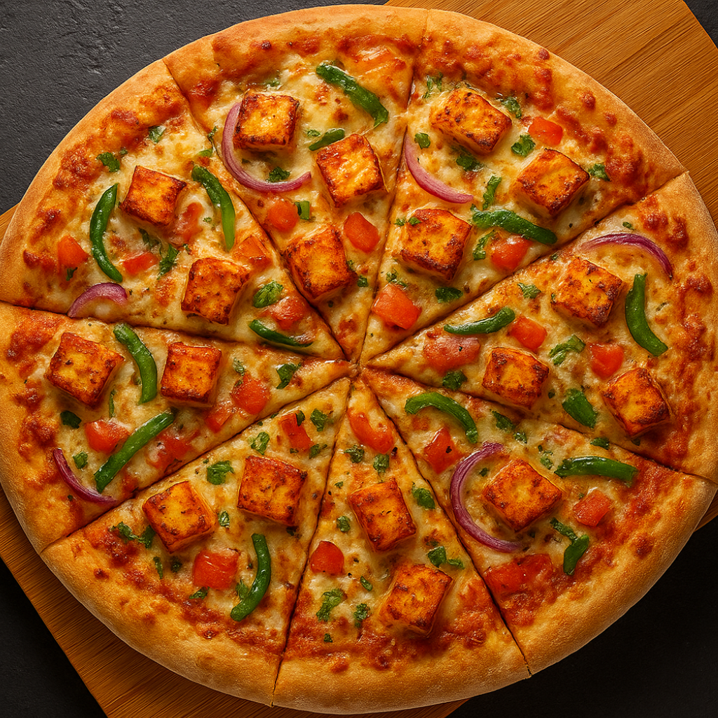 Butter chicken pizza at Pizza 106 Edmonton